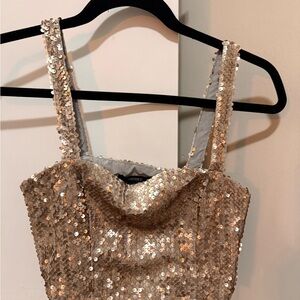 Forever 21 Sparkling Gold Sequin Top